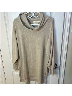 Maeve Anthropologie Cowl Neck Sweater in Beige size medium oversized tunic